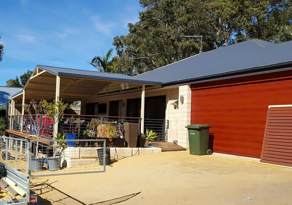Patio Beside A Garage