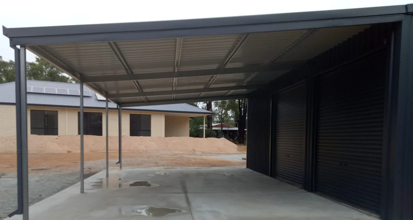 Flat Carport & Shed Combo