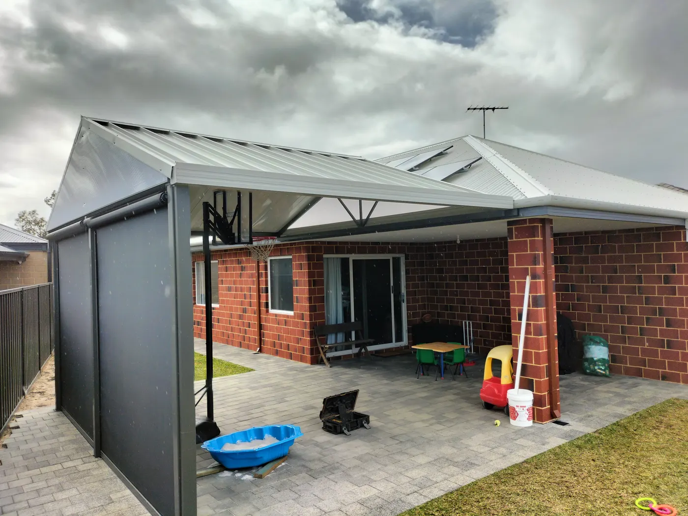 Gable Patio with Blinds