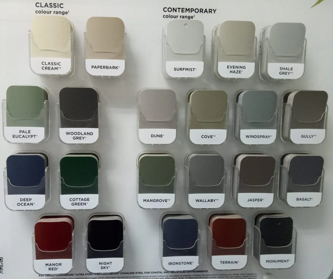 Colorbond Colour Samples
